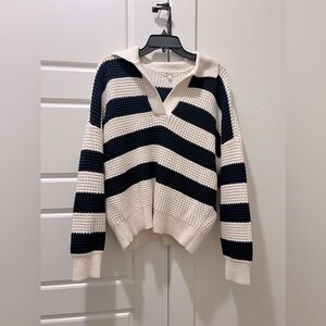 Madewell navy and white striped sweater. Size large.